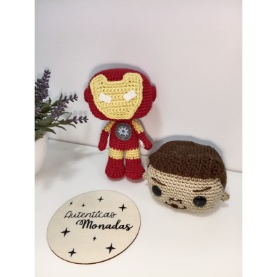 Iron Man Amigurumi de Crochet Estilo Funko | Cabeza y Casco Intercambiables | Hecho a Mano