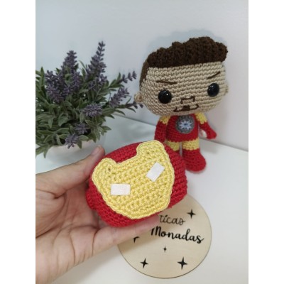 Iron Man Amigurumi de Crochet Estilo Funko | Cabeza y Casco Intercambiables | Hecho a Mano