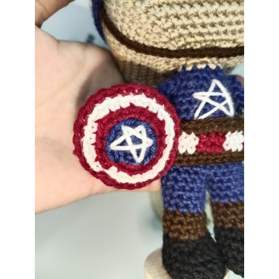 Capitán América Amigurumi de Crochet Estilo Funko  Hecho a Mano  Figura de 17 cm