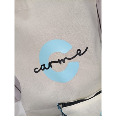 Pack Bolso, Neceser y Botella Personalizados con Inicial y Nombre – Diseño Minimalista
