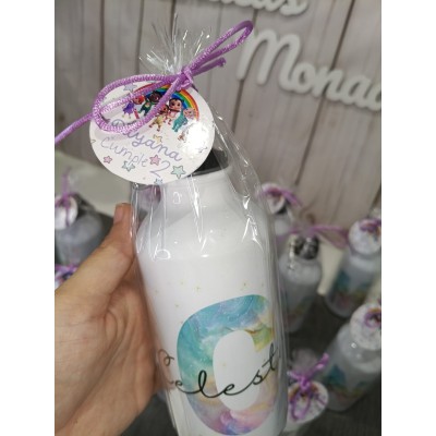 Botella de aluminio 400 ml personalizable con nombre e inicial – Regalo para bodas, bautizos y comuniones