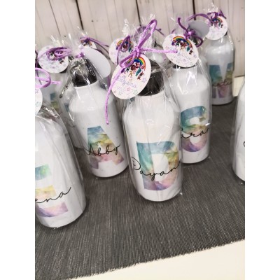 Botella de aluminio 400 ml personalizable con nombre e inicial – Regalo para bodas, bautizos y comuniones