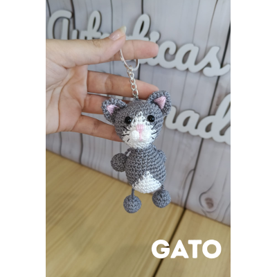 Llavero de crochet animal hecho a mano – Ranita, perro, oso, tigre, gato o cerdito