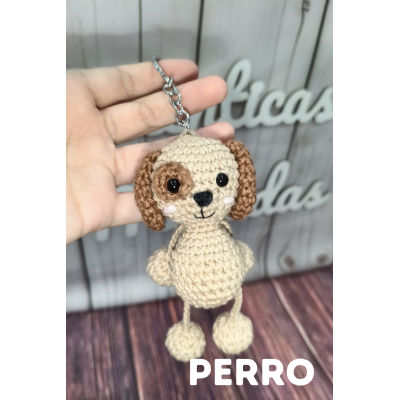 Llavero de crochet animal hecho a mano – Ranita, perro, oso, tigre, gato o cerdito