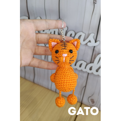 Llavero de crochet animal hecho a mano – Ranita, perro, oso, tigre, gato o cerdito