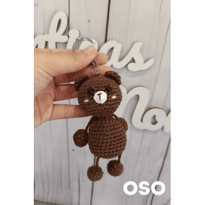 Llavero de crochet animal hecho a mano – Ranita, perro, oso, tigre, gato o cerdito