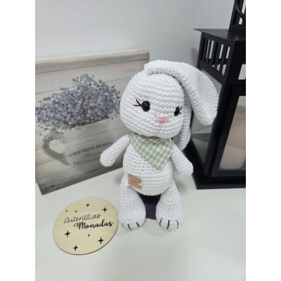 Conejo Amigurumi de Crochet Hecho a Mano  Muñeco Artesanal Blanco de 20 cm  Regalo Original
