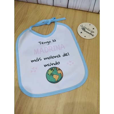 Babero bebé personalizado para niño – “Mi madrina es la más molona”  Regalo para madrina