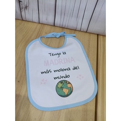 Babero bebé personalizado para niño – “Mi madrina es la más molona”  Regalo para madrina