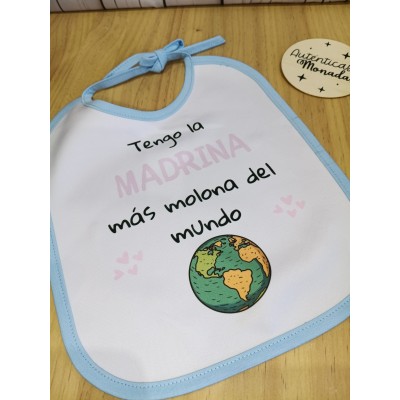 Babero bebé personalizado para niño – “Mi madrina es la más molona”  Regalo para madrina
