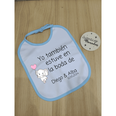 Babero bebé niño personalizado – “Yo también estuve en la boda de…” | Detalle para bodas