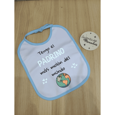 Babero bebé personalizado para niño – “Mi padrino es el más molón”