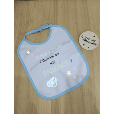 Babero bebé niño personalizado – “¿Quieres ser mi padrino madrina”  Regalo para pedir padrino o madrina