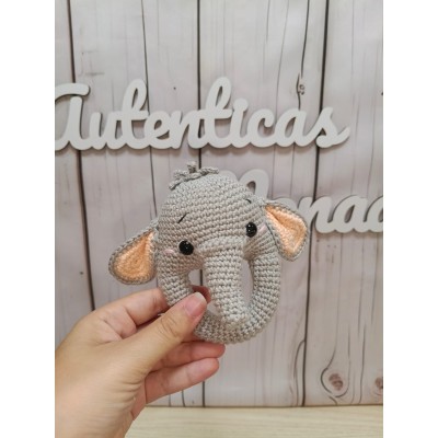 Sonajero de Elefante para Bebé  Hecho a Mano de Crochet  Regalo Recién Nacido