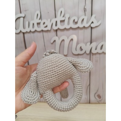 Sonajero de Elefante para Bebé  Hecho a Mano de Crochet  Regalo Recién Nacido