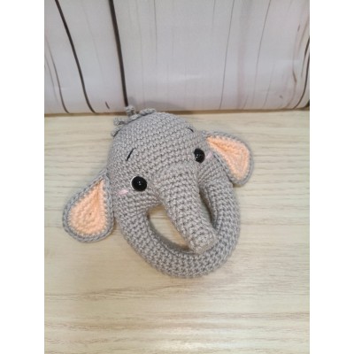 Sonajero de Elefante para Bebé  Hecho a Mano de Crochet  Regalo Recién Nacido