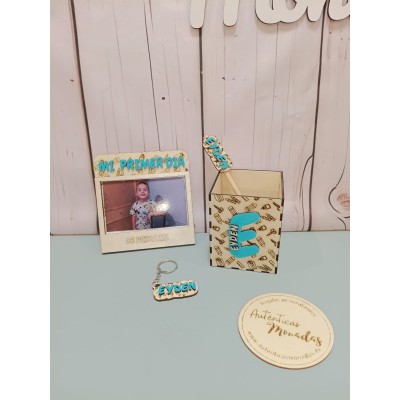 Pack Vuelta al Cole Personalizado  Portalápices + Lápiz + Portafotos + Llavero