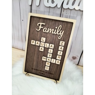 Cuadro Familiar de Madera Personalizado Estilo Scrabble