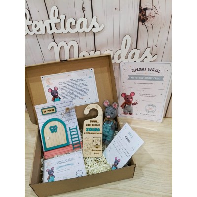 Pack Kit Puerta del Ratoncito Pérez Completo con Ratón Crochet y Caja Regalo