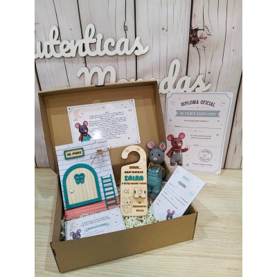 Pack Kit Puerta del Ratoncito Pérez Completo con Ratón Crochet y Caja Regalo